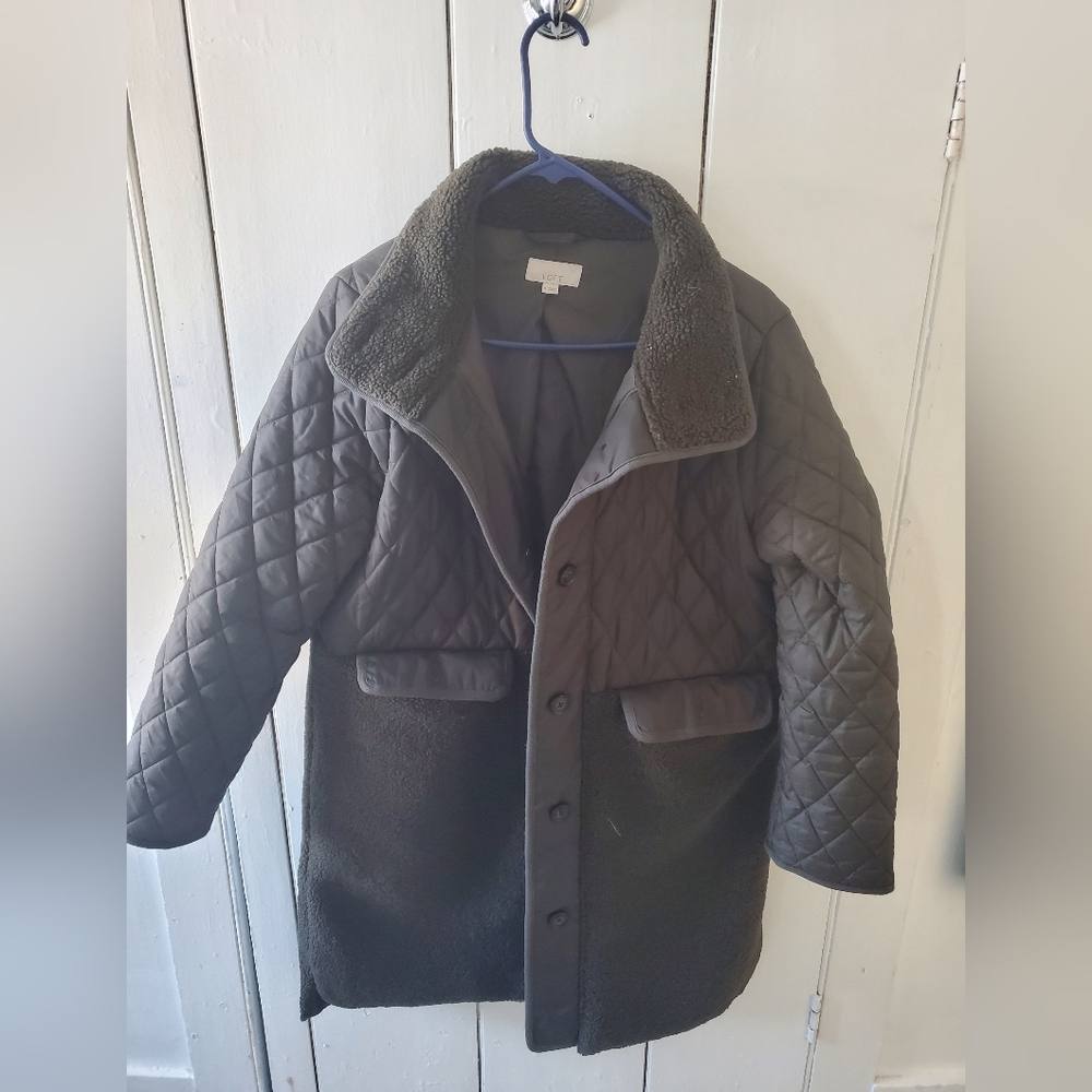 LOFT Black Quilted Coat